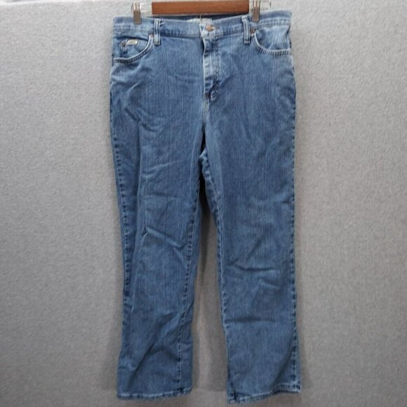 Lee Relaxed Fit Straight Leg Jeans Women's 14 short Blue Mid Rise Medium Wash - Picture 1 of 8